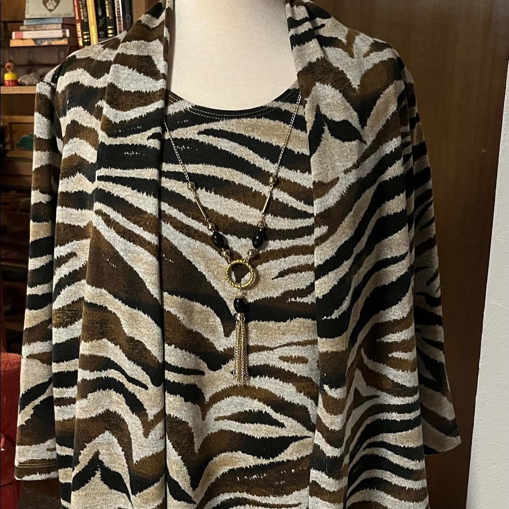Alfred Dunner Shell/Sweater Top with Necklace